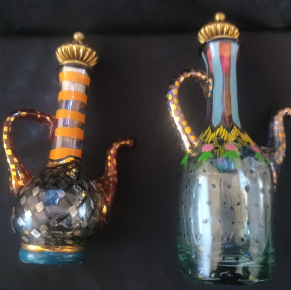 Mackenzie -Childs Cruet set GLASS HANDPAINTED W/ MULTI COLOR GORGEOUS!! - Picture 3 of 6